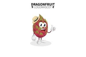 Cartoon dragon fruit mascot, vector illustration of a cute red dragon fruit character mascot