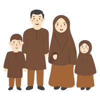 cartoon muslim happy family vector