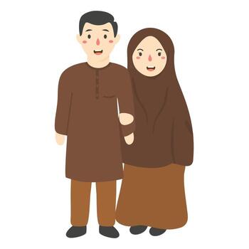 muslim couple illustration vector