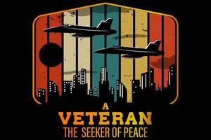 a veteran the seeker of a peace retro vintage design vector