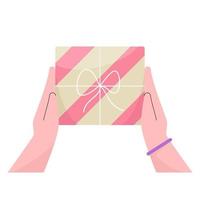 Hand of people holding a christmas gift box vector