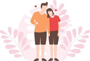 hay una pareja romántica de pie. vector