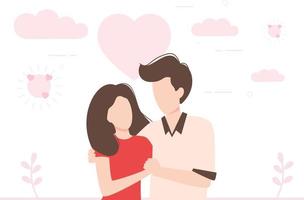 A boy and girl romance on valentine. vector