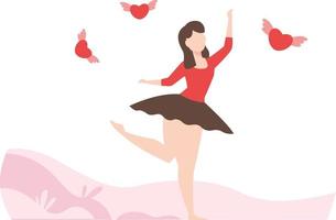 The girl dancing with love wings. vector