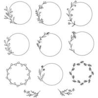 floral circle shape vector