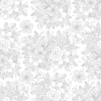 Monochrome doodle outline flower seamless pattern for adult coloring book. Vector hand drawn illustration.