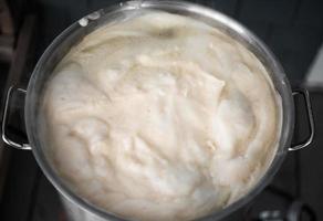 Craft Beer Wort Thick Protein Break Foam into the Boil Kettle photo
