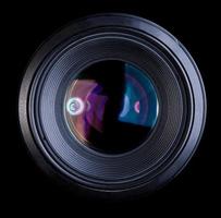 Camera Lens isolated on black photo