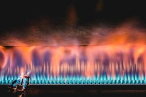 Burning flame inside of roaster photo