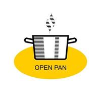Open pan for cooking outline vector for packaging design