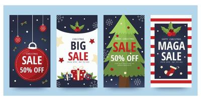 Christmas sale template for social media stories. Vector illustration.