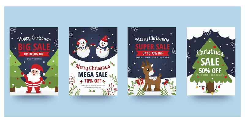 Christmas sle flyer and poster design with sale promotional text and colorful christmas element. Vector illustration.