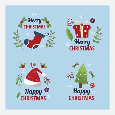 Christmas badge and label. Vector illustration. Flat design.