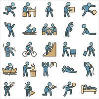 icono de actividad humana en estilo de contorno relleno vector