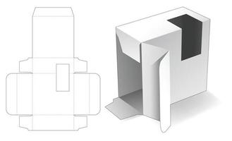 caja de cartón con ventana de visualización plantilla troquelada vector