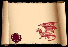 Old scroll with  Dragon vector