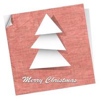 Pink vector postcard with paper christmas tree