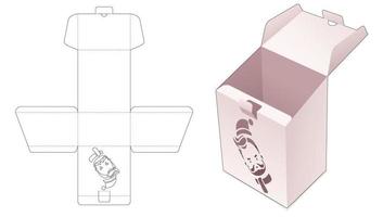 Caja de embalaje abatible inclinada con plantilla troquelada de hombre de Navidad estarcida vector