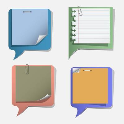 Four torn paper speech bubbles