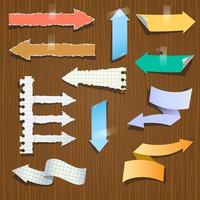 flechas de papel en madera vector