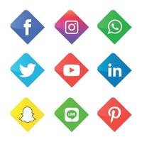 tecnología de iconos planos de redes sociales, red. venta de cara sonriente de grupo de fondo. compartir, me gusta, ilustración vectorial twitter, youtube, whatsapp, snapchat, facebook, instagram, tiktok, tok vector