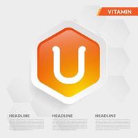 Vitamin U icon Drop collection set, cholecalciferol. golden drop Vitamin complex drop. Medical for heath Vector illustration