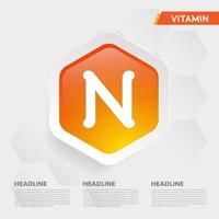 Vitamin N icon Drop collection set, cholecalciferol. golden drop Vitamin complex drop. Medical for heath Vector illustration