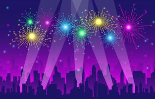 fiesta de fuegos artificiales en la celebración del año nuevo vector