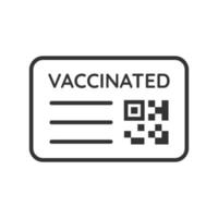 Ilustración de icono de certificado de vacunación covid-19 con código de barras. tarjeta como prueba de que ha sido vacunado contra el virus corona vector