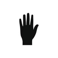 icono de silueta de mano, símbolo negro de cinco dedos altos vector