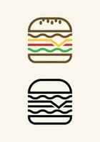 Single Burger icon colored. Line Hamburger illustration vector