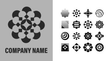 Set of Abstract Shape Logo Concept. Vector Company Template Symbol Design. Mandala Art Isolated