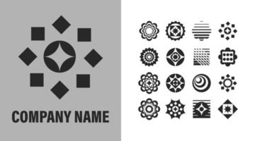 Set of Abstract Shape Logo Concept. Vector Company Template Symbol Design. Mandala Art Isolated