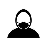 Simple Hijab Wearing Mask Icon Illustration, Isolated, Black and White vector