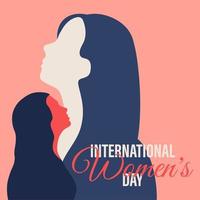 día internacional de la mujer en concepto del 8 de marzo con dos ilustraciones de silueta de mujer de lado en estilo escandinavo. cartel de belleza