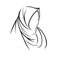 Hijab Line Art. Woman wearing veil, Religion Outfit Illustration. vector