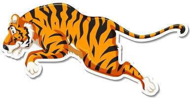 Tiger leaping cartoon character on white background vector