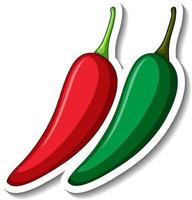 Red and green chilli cartoon sticker vector