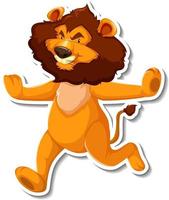 Lion walking cartoon character on white background vector