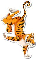 Tiger dancing cartoon character on white background vector