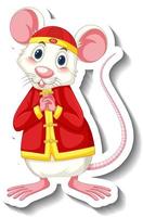 White rat in chinese costume cartoon character vector