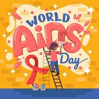Making Graffiti of Support World AIDS Day vector