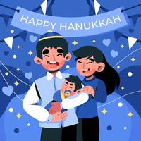 celebración de hanukkah con recién nacido vector