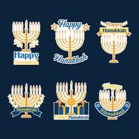 conjunto de pegatinas de menorah de Hanukkah vector