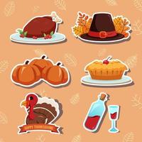Set of Thanksgiving Cute Stickers vector
