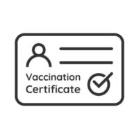Ilustración de icono de certificado de vacunación covid-19. tarjeta como prueba de que ha sido vacunado contra el virus corona vector