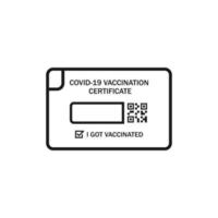 Ilustración de icono de certificado de vacunación covid-19. tarjeta como prueba de que ha sido vacunado contra el virus corona 3 vector