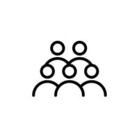 Ilustración de vector de símbolo de signo aislado de icono de grupo. cinco personas reunieron iconos. diseño vectorial en blanco y negro