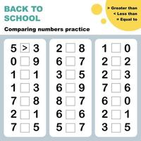 comparing numbers worksheet vector