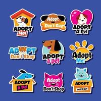 Santa Paws Pet Adoption Stickers Set vector